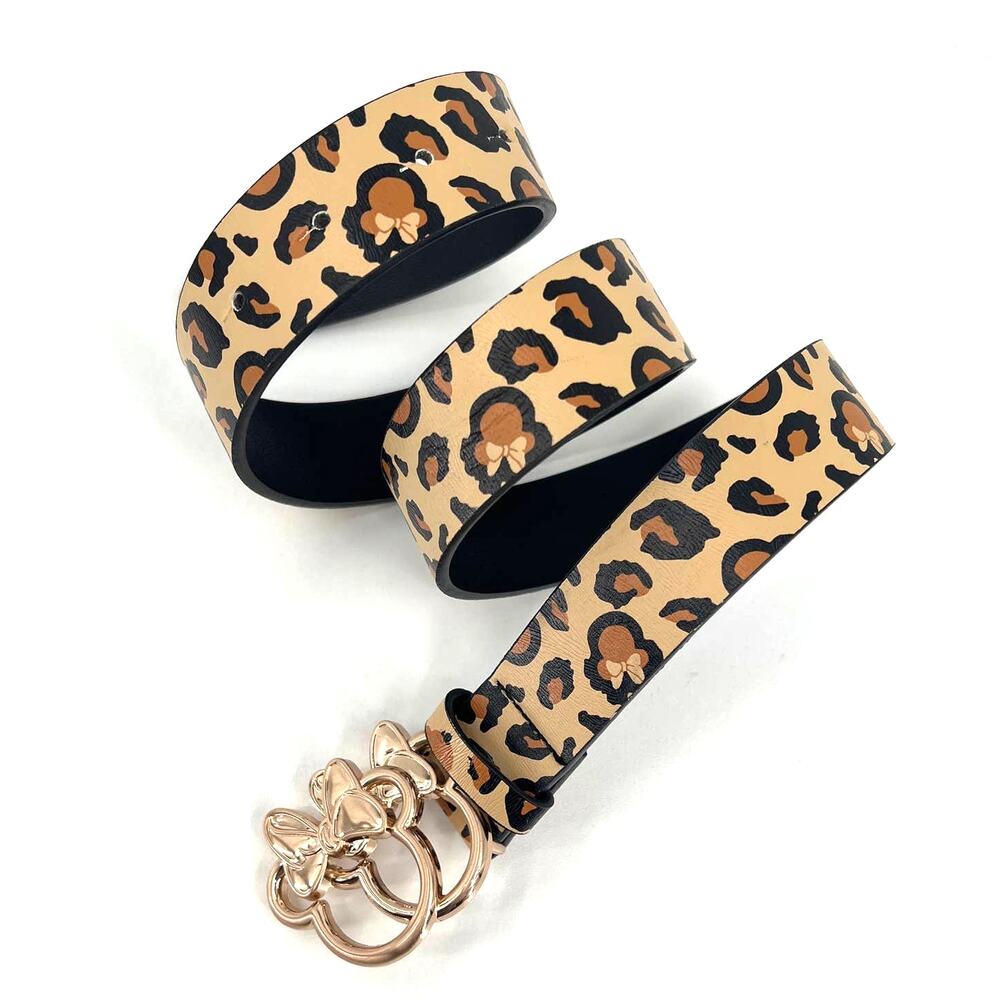 Minnie Mouse Leopard Belt with Gold Minnie Buckle